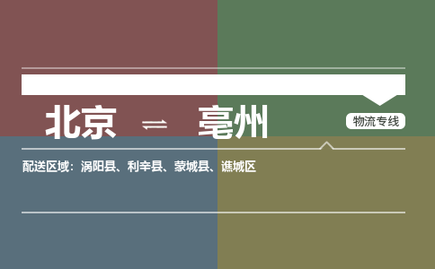 北京到亳州物流公司-安徽专线机动性高「费用价格」